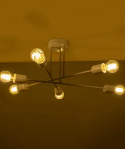 Alternative view of GloboStar® SPIDI 203-0113 Μοντέρνο Φωτιστικό Οροφής Πλέγμα Πολύφωτο 6 x E27 IP20 Λευκό Μέταλλο - Μ61 x Π61 x Υ25cm