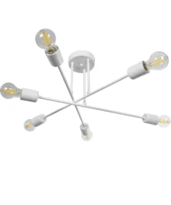 GloboStar® SPIDI 203-0113 Μοντέρνο Φωτιστικό Οροφής Πλέγμα Πολύφωτο 6 x E27 IP20 Λευκό Μέταλλο - Μ61 x Π61 x Υ25cm 11 203 0113 4