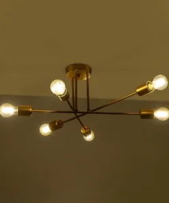 Alternative view of GloboStar® SPIDI 203-0114 Μοντέρνο Φωτιστικό Οροφής Πλέγμα Πολύφωτο 6 x E27 IP20 Ροζ Χρυσό Μέταλλο - Μ61 x Π61 x Υ25cm