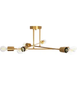 GloboStar® SPIDI 203-0114 Μοντέρνο Φωτιστικό Οροφής Πλέγμα Πολύφωτο 6 x E27 IP20 Ροζ Χρυσό Μέταλλο - Μ61 x Π61 x Υ25cm 10 203 0114 3