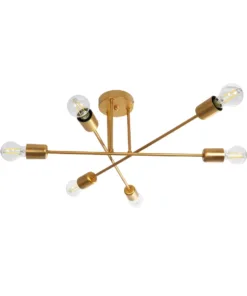 GloboStar® SPIDI 203-0114 Μοντέρνο Φωτιστικό Οροφής Πλέγμα Πολύφωτο 6 x E27 IP20 Ροζ Χρυσό Μέταλλο - Μ61 x Π61 x Υ25cm 11 203 0114 4