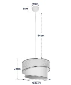 GLOBOSTAR® SONIA 203-0115 Μοντέρνο Κρεμαστό Φωτιστικό Οροφής με Ντουί 1 x E27 AC 220-240V IP20 - Λευκό & Ασημί - Μ30 x Π30 x Υ24cm 20 203 0115 10