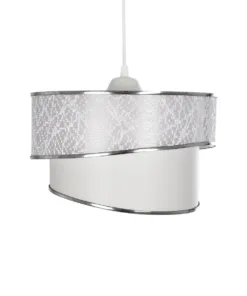 GLOBOSTAR® SONIA 203-0115 Μοντέρνο Κρεμαστό Φωτιστικό Οροφής με Ντουί 1 x E27 AC 220-240V IP20 - Λευκό & Ασημί - Μ30 x Π30 x Υ24cm 14 203 0115 4