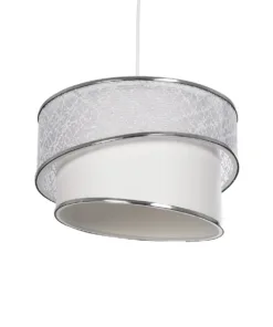 GLOBOSTAR® SONIA 203-0115 Μοντέρνο Κρεμαστό Φωτιστικό Οροφής με Ντουί 1 x E27 AC 220-240V IP20 - Λευκό & Ασημί - Μ30 x Π30 x Υ24cm 15 203 0115 5