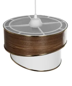 GLOBOSTAR® SONIA 203-0119 Μοντέρνο Κρεμαστό Φωτιστικό Οροφής με Ντουί 1 x E27 AC 220-240V IP20 - Καφέ & Λευκό - Μ30 x Π30 x Υ24cm 15 203 0119 6