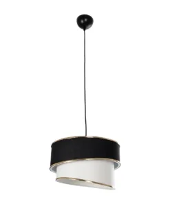 GLOBOSTAR® SONIA 203-0120 Μοντέρνο Κρεμαστό Φωτιστικό Οροφής με Ντουί 1 x E27 AC 220-240V IP20 - Μαύρο & Λευκό - Μ30 x Π30 x Υ24cm 13 203 0120 3