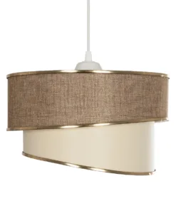 GLOBOSTAR® SONIA 203-0121 Μοντέρνο Κρεμαστό Φωτιστικό Οροφής με Ντουί 1 x E27 AC 220-240V IP20 - Μπεζ & Χρυσό - Μ30 x Π30 x Υ24cm 13 203 0121 4