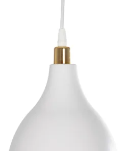 GLOBOSTAR® RADE 203-0125 Μοντέρνο Κρεμαστό Φωτιστικό Οροφής με Ντουί 1 x E27 AC 220-240V IP20 - Λευκό & Χρυσό - Μ18.5 x Π18.5 x Υ23cm 19 203 0125 8