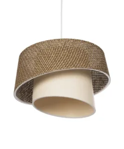 GLOBOSTAR® ALINA 203-0129 Μοντέρνο Κρεμαστό Φωτιστικό Οροφής με Ντουί 1 x E27 AC 220-240V IP20 - Καφέ & Μπεζ - Μ30 x Π30 x Υ20cm 16 203 0129 5