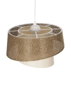 GLOBOSTAR® ALINA 203-0129 Μοντέρνο Κρεμαστό Φωτιστικό Οροφής με Ντουί 1 x E27 AC 220-240V IP20 - Καφέ & Μπεζ - Μ30 x Π30 x Υ20cm 17 203 0129 6