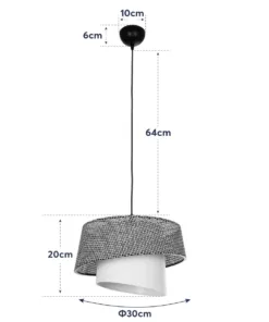 GLOBOSTAR® ALINA 203-0130 Μοντέρνο Κρεμαστό Φωτιστικό Οροφής με Ντουί 1 x E27 AC 220-240V IP20 - Γκρι & Λευκό - Μ30 x Π30 x Υ20cm 22 203 0130 11