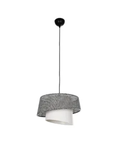 GLOBOSTAR® ALINA 203-0130 Μοντέρνο Κρεμαστό Φωτιστικό Οροφής με Ντουί 1 x E27 AC 220-240V IP20 - Γκρι & Λευκό - Μ30 x Π30 x Υ20cm 14 203 0130 3