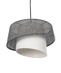 GLOBOSTAR® ALINA 203-0130 Μοντέρνο Κρεμαστό Φωτιστικό Οροφής με Ντουί 1 x E27 AC 220-240V IP20 - Γκρι & Λευκό - Μ30 x Π30 x Υ20cm 16 203 0130 5