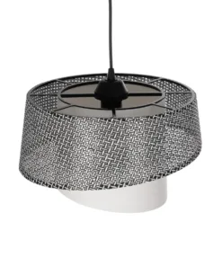 GLOBOSTAR® ALINA 203-0130 Μοντέρνο Κρεμαστό Φωτιστικό Οροφής με Ντουί 1 x E27 AC 220-240V IP20 - Γκρι & Λευκό - Μ30 x Π30 x Υ20cm 17 203 0130 6