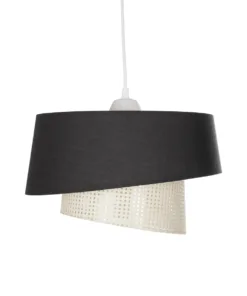 GLOBOSTAR® ALINA 203-0131 Μοντέρνο Κρεμαστό Φωτιστικό Οροφής με Ντουί 1 x E27 AC 220-240V IP20 - Μαύρο & Μπεζ - Μ30 x Π30 x Υ20cm 15 203 0131 4