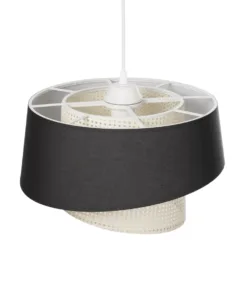 GLOBOSTAR® ALINA 203-0131 Μοντέρνο Κρεμαστό Φωτιστικό Οροφής με Ντουί 1 x E27 AC 220-240V IP20 - Μαύρο & Μπεζ - Μ30 x Π30 x Υ20cm 17 203 0131 6