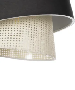 GLOBOSTAR® ALINA 203-0131 Μοντέρνο Κρεμαστό Φωτιστικό Οροφής με Ντουί 1 x E27 AC 220-240V IP20 - Μαύρο & Μπεζ - Μ30 x Π30 x Υ20cm 18 203 0131 7