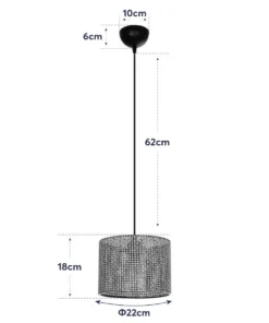 GLOBOSTAR® CLAIRIE 203-0132 Μοντέρνο Κρεμαστό Φωτιστικό Οροφής με Ντουί 1 x E27 AC 220-240V IP20 - Καφέ - Μ22 x Π22 x Υ18cm 20 203 0132 10