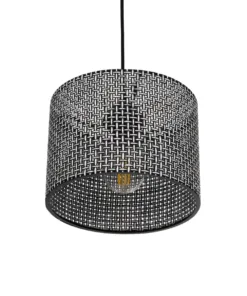 GLOBOSTAR® CLAIRIE 203-0133 Μοντέρνο Κρεμαστό Φωτιστικό Οροφής με Ντουί 1 x E27 AC 220-240V IP20 - Μαύρο & Λευκό - Μ22 x Π22 x Υ18cm 15 203 0133 5