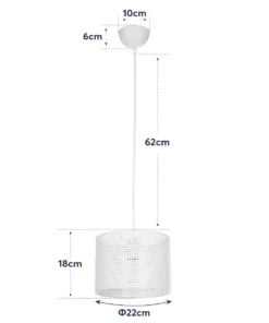 GLOBOSTAR® CLAIRIE 203-0134 Μοντέρνο Κρεμαστό Φωτιστικό Οροφής με Ντουί 1 x E27 AC 220-240V IP20 - Μπεζ - Μ22 x Π22 x Υ18cm 20 203 0134 10