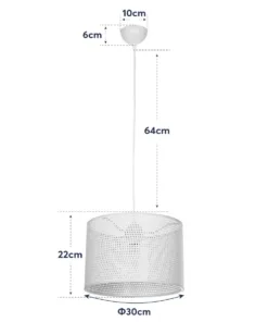 GLOBOSTAR® CLAIRIE 203-0137 Μοντέρνο Κρεμαστό Φωτιστικό Οροφής με Ντουί 1 x E27 AC 220-240V IP20 - Μπεζ - Μ30 x Π30 x Υ22cm 20 203 0137 10