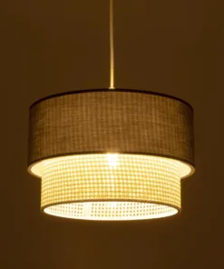 Alternative view of GLOBOSTAR® SISSIE 203-0140 Μοντέρνο Κρεμαστό Φωτιστικό Οροφής με Ντουί 1 x E27 AC 220-240V IP20 - Μαύρο & Μπεζ - Μ30 x Π30 x Υ23cm