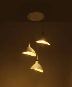 Alternative view of GLOBOSTAR® RIVE 203-0142 Μοντέρνο Κρεμαστό Φωτιστικό Οροφής με Ντουί 3 x E27 AC 220-240V IP20 - Λευκό & Χρυσό - Μ40 x Π40 x Υ65cm