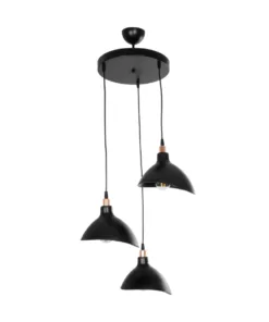 GLOBOSTAR® RIVE 203-0144 Μοντέρνο Κρεμαστό Φωτιστικό Οροφής με Ντουί 3 x E27 AC 220-240V IP20 - Μάυρο & Χάλκινο - Μ40 x Π40 x Υ65cm 12 203 0144 3