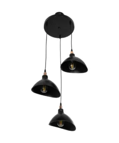 GLOBOSTAR® RIVE 203-0144 Μοντέρνο Κρεμαστό Φωτιστικό Οροφής με Ντουί 3 x E27 AC 220-240V IP20 - Μάυρο & Χάλκινο - Μ40 x Π40 x Υ65cm 13 203 0144 4