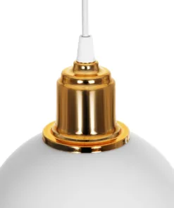 GLOBOSTAR® ΗUT 203-0147 Μοντέρνο Κρεμαστό Φωτιστικό Οροφής με Ντουί 1 x E27 AC 220-240V IP20 - Λευκό & Χρυσό - Μ18 x Π18 x Υ18cm 16 203 0147 7