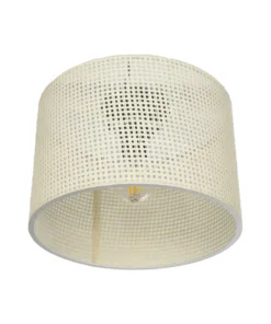 GloboStar® CILIO 203-0150 Μοντέρνο Φωτιστικό Οροφής Καπέλο Μονόφωτο 1 x E27 IP20 Λευκό Διάτρητο Ύφασμα - Μ30 x Π30 x Υ22cm 10 203 0150 4