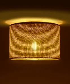 Alternative view of GloboStar® CILIO 203-0151 Μοντέρνο Φωτιστικό Οροφής Καπέλο Μονόφωτο 1 x E27 IP20 Καφέ Διάτρητο Ύφασμα - Μ30 x Π30 x Υ22cm