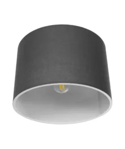 GloboStar® CILIO 203-0153 Μοντέρνο Φωτιστικό Οροφής Καπέλο Μονόφωτο 1 x E27 IP20 Γκρι Ύφασμα - Μ30 x Π30 x Υ22cm 10 203 0153 4