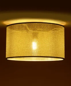 Alternative view of GloboStar® CILIO 203-0155 Μοντέρνο Φωτιστικό Οροφής Καπέλο Μονόφωτο 1 x E27 IP20 Λευκό Διάτρητο Ύφασμα - Μ38 x Π38 x Υ23cm