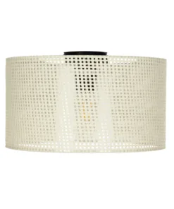 GloboStar® CILIO 203-0155 Μοντέρνο Φωτιστικό Οροφής Καπέλο Μονόφωτο 1 x E27 IP20 Λευκό Διάτρητο Ύφασμα - Μ38 x Π38 x Υ23cm 9 203 0155 3