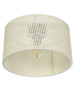 GloboStar® CILIO 203-0155 Μοντέρνο Φωτιστικό Οροφής Καπέλο Μονόφωτο 1 x E27 IP20 Λευκό Διάτρητο Ύφασμα - Μ38 x Π38 x Υ23cm 10 203 0155 4