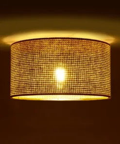 Alternative view of GloboStar® CILIO 203-0156 Μοντέρνο Φωτιστικό Οροφής Καπέλο Μονόφωτο 1 x E27 IP20 Καφέ Διάτρητο Ύφασμα - Μ38 x Π38 x Υ23cm