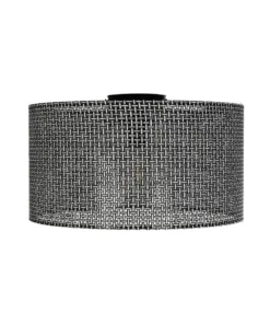 GloboStar® CILIO 203-0157 Μοντέρνο Φωτιστικό Οροφής Καπέλο Μονόφωτο 1 x E27 IP20 Μαύρο Διάτρητο Ύφασμα - Μ38 x Π38 x Υ23cm 9 203 0157 3