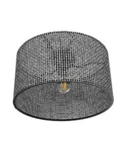 GloboStar® CILIO 203-0157 Μοντέρνο Φωτιστικό Οροφής Καπέλο Μονόφωτο 1 x E27 IP20 Μαύρο Διάτρητο Ύφασμα - Μ38 x Π38 x Υ23cm 10 203 0157 4