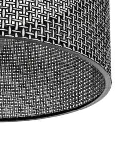GloboStar® CILIO 203-0157 Μοντέρνο Φωτιστικό Οροφής Καπέλο Μονόφωτο 1 x E27 IP20 Μαύρο Διάτρητο Ύφασμα - Μ38 x Π38 x Υ23cm 11 203 0157 5