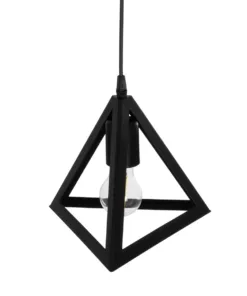 GLOBOSTAR® TRIANGLE 203-0159 Μοντέρνο Κρεμαστό Φωτιστικό Οροφής με Ντουί 1 x E27 AC 220-240V IP20 - Μάυρο - Μ24 x Π24 x Υ22cm 15 203 0159 6