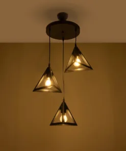 Alternative view of GLOBOSTAR® TRIANGLE 203-0160 Μοντέρνο Κρεμαστό Φωτιστικό Οροφής με Ντουί 3 x E27 AC 220-240V IP20 - Μάυρο - Μ67 x Π67 x Υ50cm