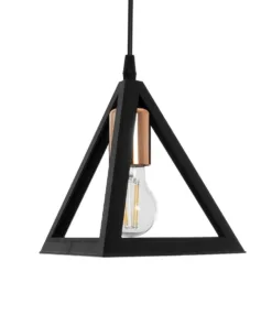 GLOBOSTAR® TRIANGLE 203-0161 Μοντέρνο Κρεμαστό Φωτιστικό Οροφής με Ντουί 1 x E27 AC 220-240V IP20 - Μάυρο & Χάλκινο - Μ24 x Π24 x Υ22cm 13 203 0161 4