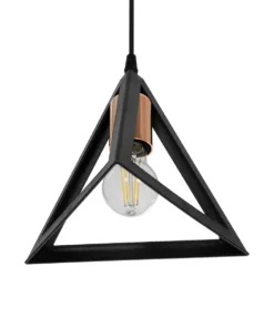 GLOBOSTAR® TRIANGLE 203-0161 Μοντέρνο Κρεμαστό Φωτιστικό Οροφής με Ντουί 1 x E27 AC 220-240V IP20 - Μάυρο & Χάλκινο - Μ24 x Π24 x Υ22cm 14 203 0161 5