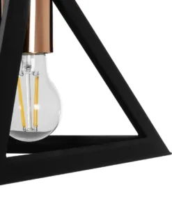 GLOBOSTAR® TRIANGLE 203-0161 Μοντέρνο Κρεμαστό Φωτιστικό Οροφής με Ντουί 1 x E27 AC 220-240V IP20 - Μάυρο & Χάλκινο - Μ24 x Π24 x Υ22cm 16 203 0161 7