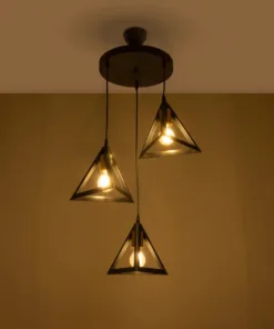 Alternative view of GLOBOSTAR® TRIANGLE 203-0162 Μοντέρνο Κρεμαστό Φωτιστικό Οροφής με Ντουί 3 x E27 AC 220-240V IP20 - Μάυρο & Χάλκινο - Μ67 x Π67 x Υ50cm