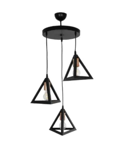 GLOBOSTAR® TRIANGLE 203-0162 Μοντέρνο Κρεμαστό Φωτιστικό Οροφής με Ντουί 3 x E27 AC 220-240V IP20 - Μάυρο & Χάλκινο - Μ67 x Π67 x Υ50cm 12 203 0162 3