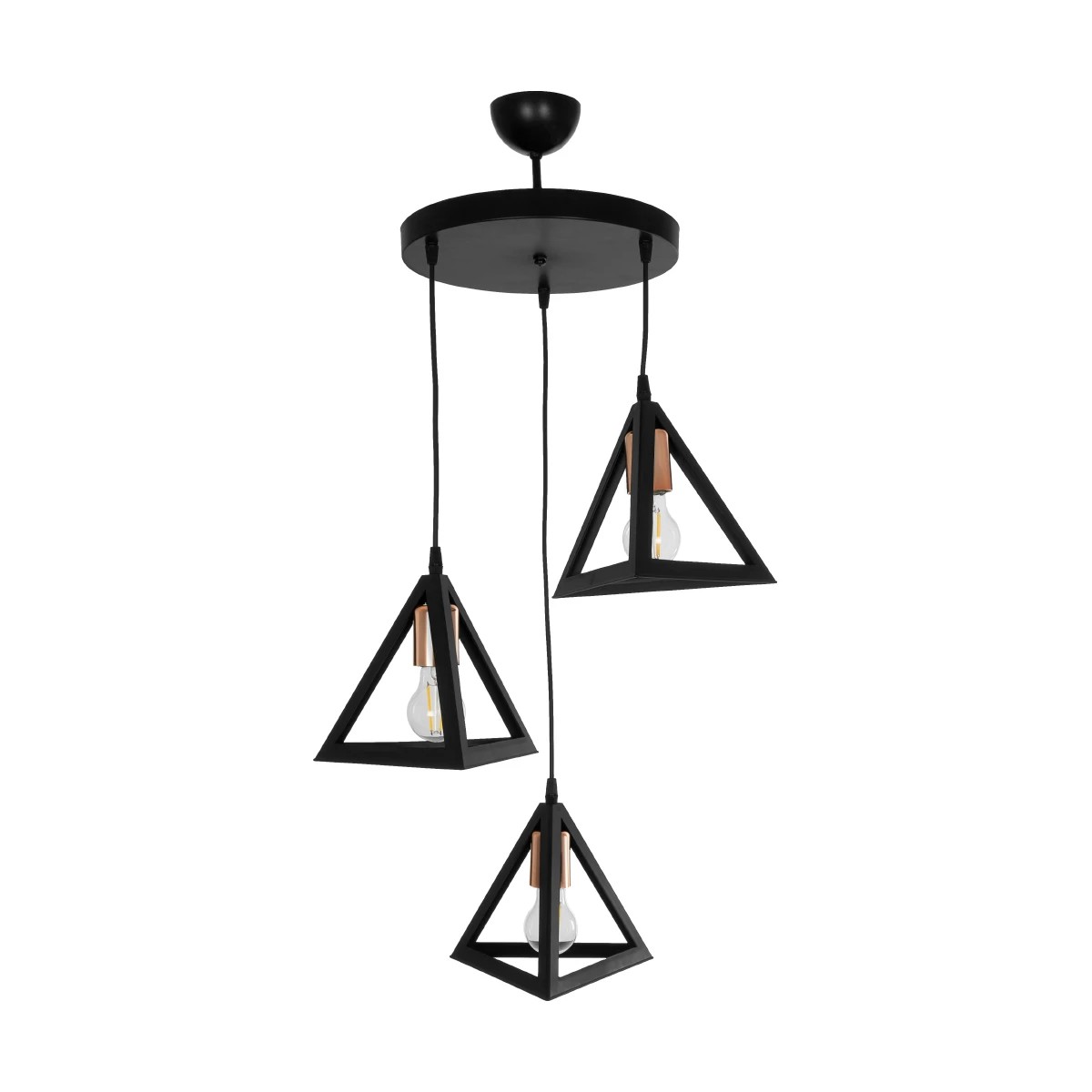 GLOBOSTAR® TRIANGLE 203-0162 Μοντέρνο Κρεμαστό Φωτιστικό Οροφής με Ντουί 3 x E27 AC 220-240V IP20 - Μάυρο & Χάλκινο - Μ67 x Π67 x Υ50cm 4 GLOBOSTAR® TRIANGLE 203-0162 Μοντέρνο Κρεμαστό Φωτιστικό Οροφής με Ντουί 3 x E27 AC 220-240V IP20 - Μάυρο & Χάλκινο - Μ67 x Π67 x Υ50cm - Image 3