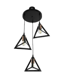 GLOBOSTAR® TRIANGLE 203-0162 Μοντέρνο Κρεμαστό Φωτιστικό Οροφής με Ντουί 3 x E27 AC 220-240V IP20 - Μάυρο & Χάλκινο - Μ67 x Π67 x Υ50cm 13 203 0162 4