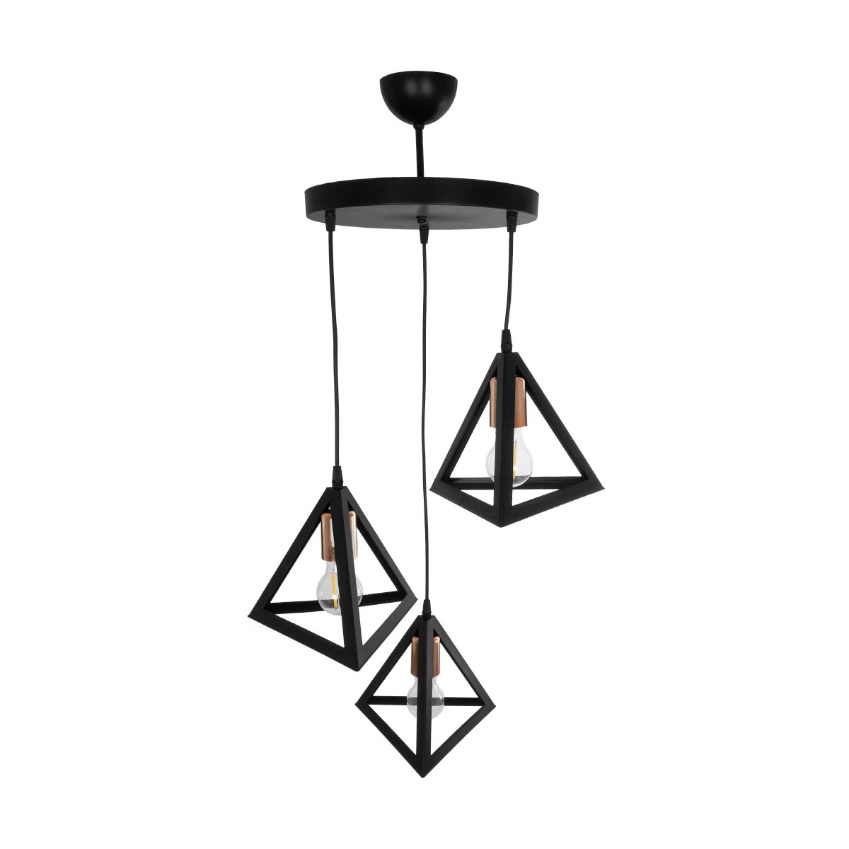 GLOBOSTAR® TRIANGLE 203-0162 Μοντέρνο Κρεμαστό Φωτιστικό Οροφής με Ντουί 3 x E27 AC 220-240V IP20 - Μάυρο & Χάλκινο - Μ67 x Π67 x Υ50cm 6 GLOBOSTAR® TRIANGLE 203-0162 Μοντέρνο Κρεμαστό Φωτιστικό Οροφής με Ντουί 3 x E27 AC 220-240V IP20 - Μάυρο & Χάλκινο - Μ67 x Π67 x Υ50cm - Image 5